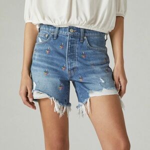 Lucky Brand Blue Jean Shorts with Embroidery